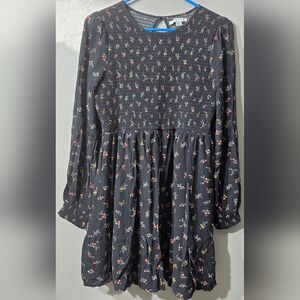 Women's American Eagle Outfitters Black Ditzy Floral Long Sleeve Mini Dress M